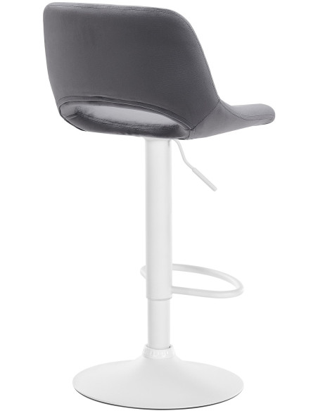 Tabouret de bar moderne en Velours Gris foncé Métal Blanc Zyrion - 4