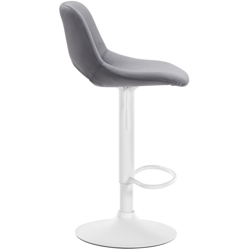 Tabouret de bar moderne en Velours Gris foncé Métal Blanc Zyrion - 5
