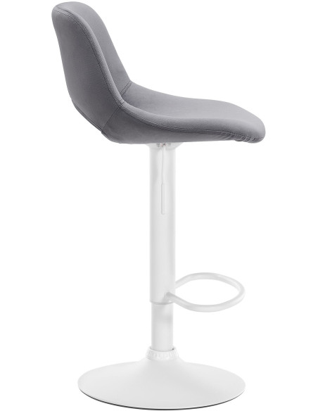 Tabouret de bar moderne en Velours Gris foncé Métal Blanc Zyrion - 5