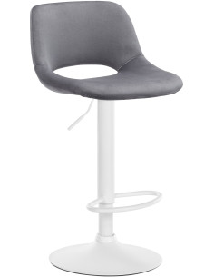 Tabouret de bar moderne en Velours Gris foncé Métal Blanc Zyrion - 1
