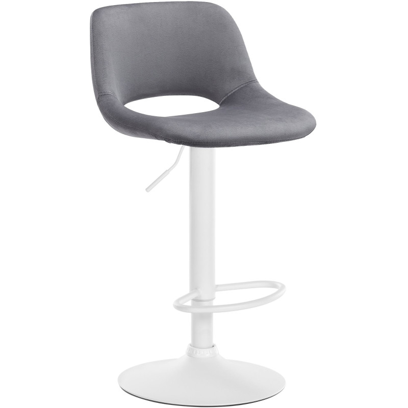 Tabouret de bar moderne en Velours Gris foncé Métal Blanc Zyrion - 1