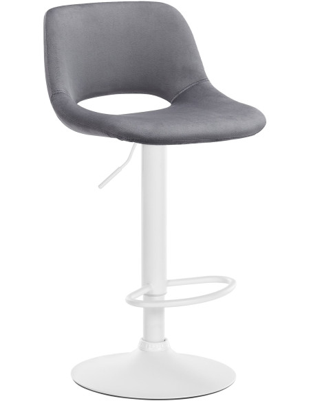 Tabouret de bar moderne en Velours Gris foncé Métal Blanc Zyrion - 1