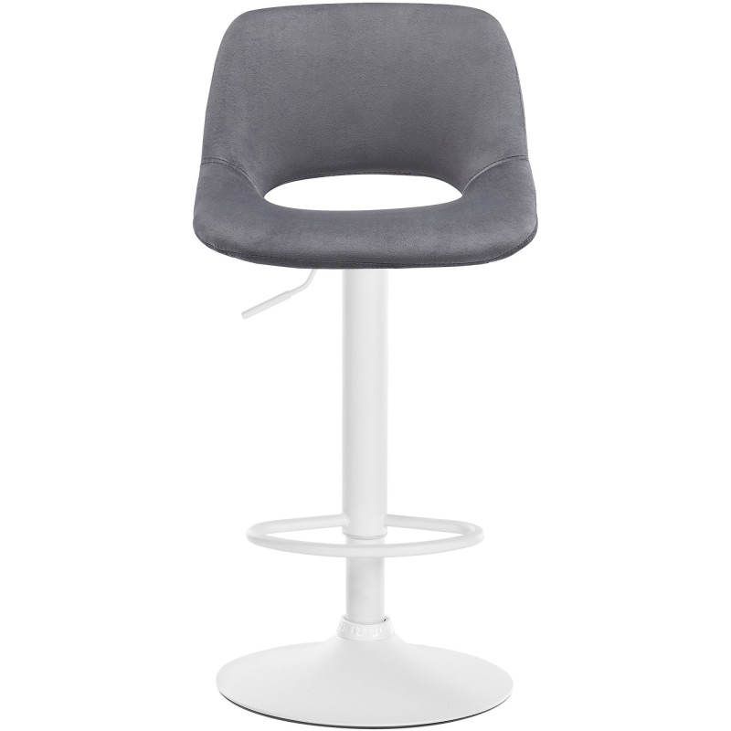 Tabouret de bar moderne en Velours Gris foncé Métal Blanc Zyrion - 2