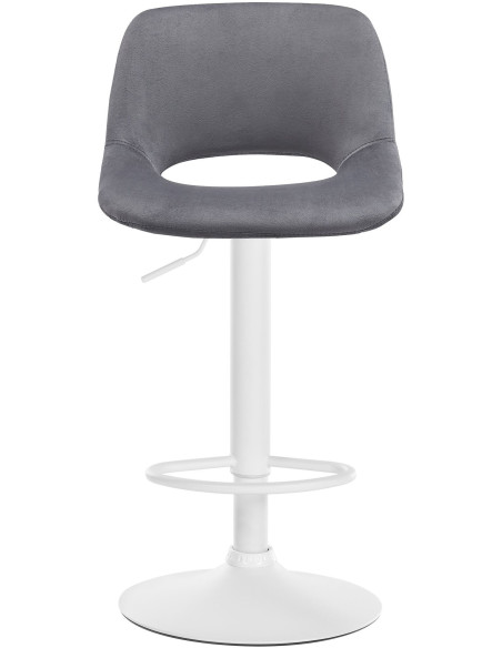 Tabouret de bar moderne en Velours Gris foncé Métal Blanc Zyrion - 2