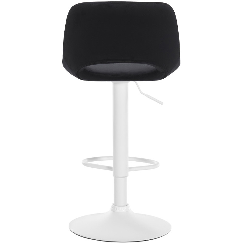Tabouret de bar moderne en Velours Noir Métal Blanc Zyrion - 4