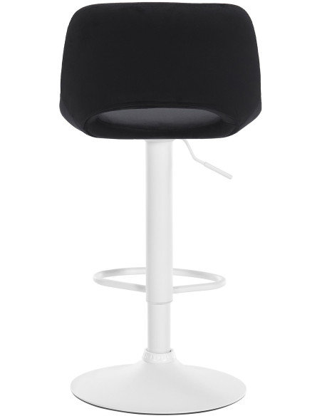Tabouret de bar moderne en Velours Noir Métal Blanc Zyrion - 4