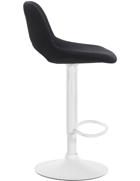 Tabouret de bar moderne en Velours Noir Métal Blanc Zyrion - 3