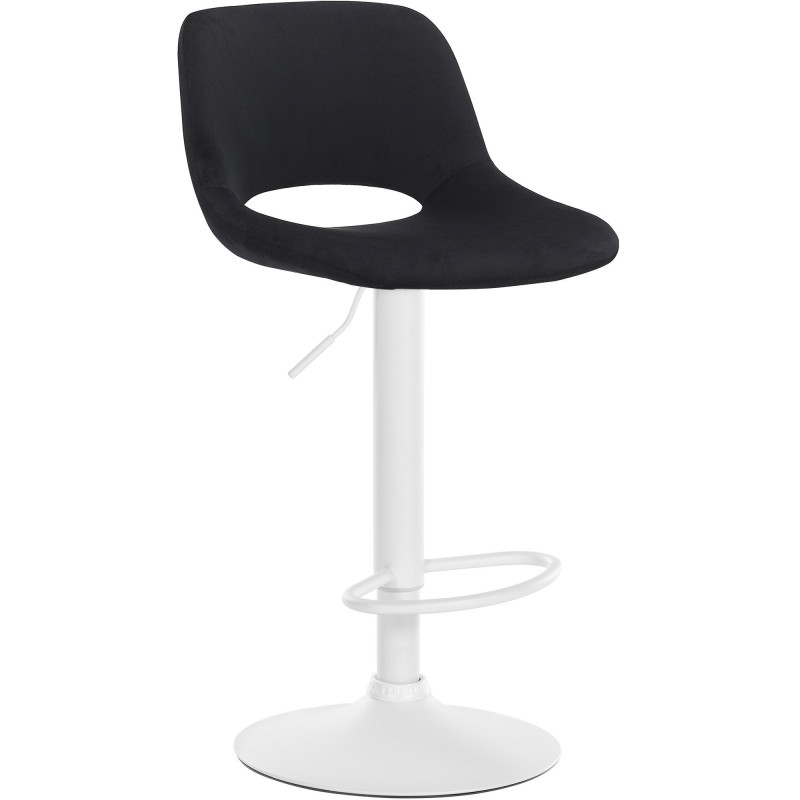 Tabouret de bar moderne en Velours Noir Métal Blanc Zyrion - 1