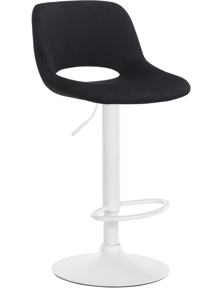 Tabouret de bar moderne en Velours Noir Métal Blanc Zyrion - 1