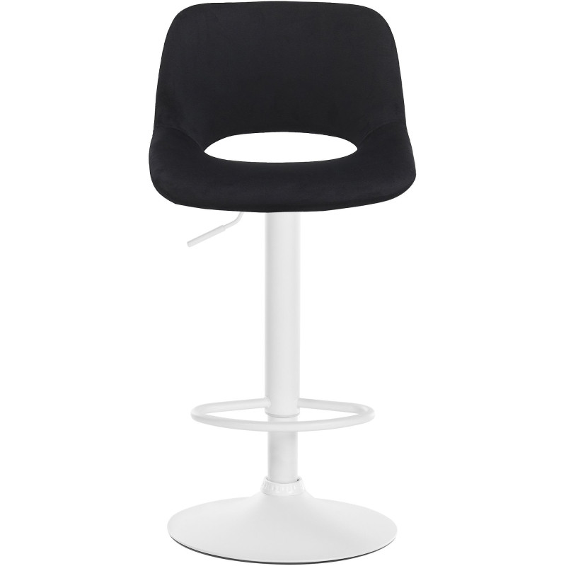 Tabouret de bar moderne en Velours Noir Métal Blanc Zyrion - 2