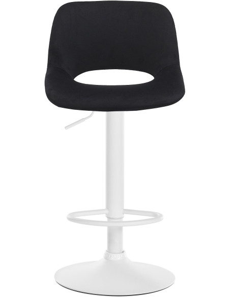 Tabouret de bar moderne en Velours Noir Métal Blanc Zyrion - 2