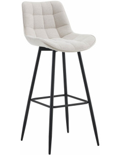 Tabouret de bar moderne en Tissu Blanc crème Métal Noir Motif matelassé Nolwin - 1