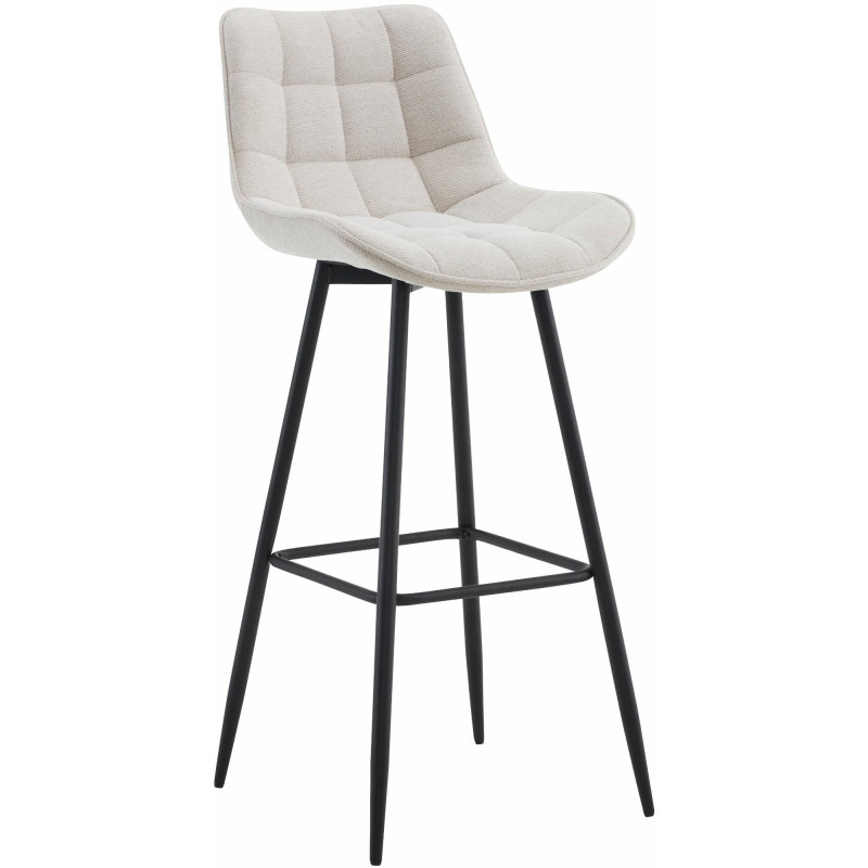 Tabouret de bar moderne en Tissu Blanc crème Métal Noir Motif matelassé Nolwin - 1