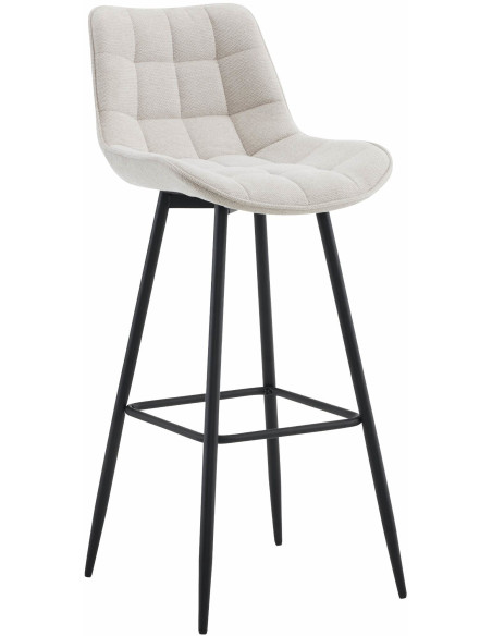 Tabouret de bar moderne en Tissu Blanc crème Métal Noir Motif matelassé Nolwin - 1