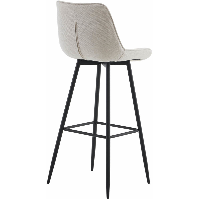 Tabouret de bar moderne en Tissu Blanc crème Métal Noir Motif matelassé Nolwin - 2