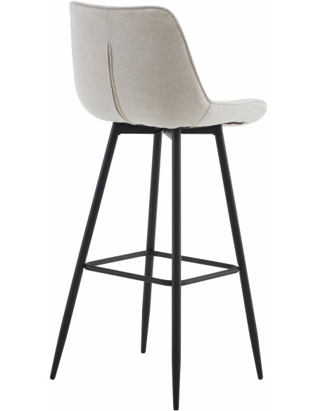 Tabouret de bar moderne en Tissu Blanc crème Métal Noir Motif matelassé Nolwin - 2