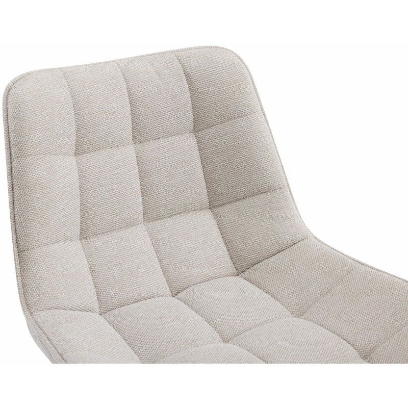 Tabouret de bar moderne en Tissu Blanc crème Métal Noir Motif matelassé Nolwin - 3