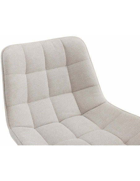 Tabouret de bar moderne en Tissu Blanc crème Métal Noir Motif matelassé Nolwin - 3