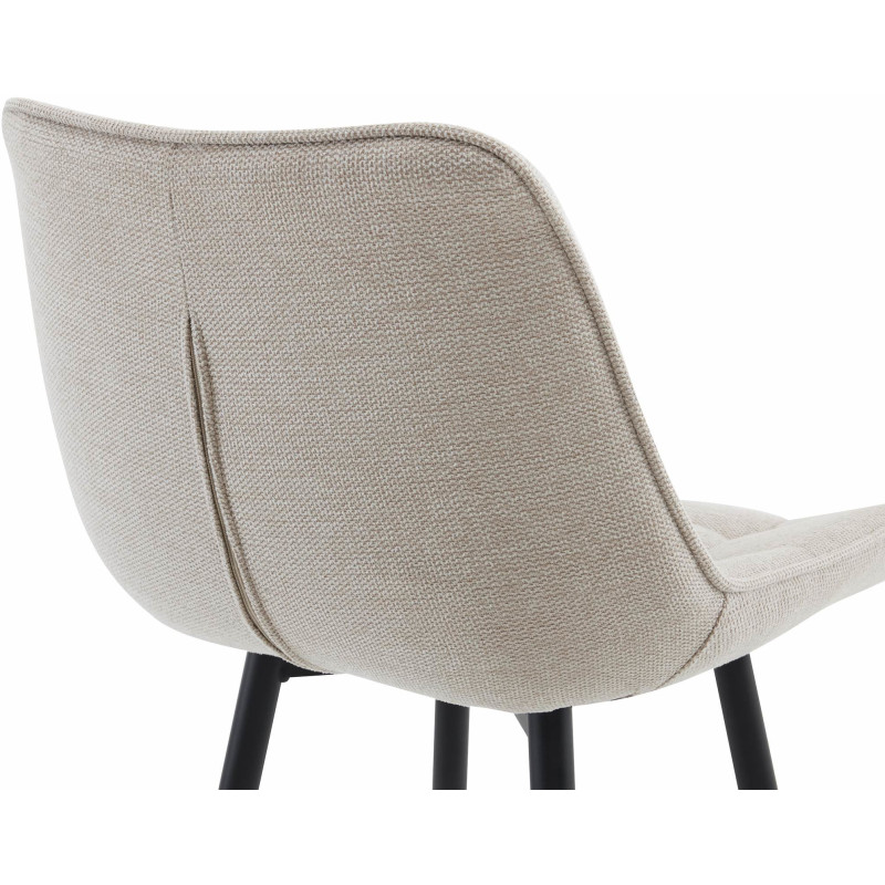 Tabouret de bar moderne en Tissu Blanc crème Métal Noir Motif matelassé Nolwin - 4