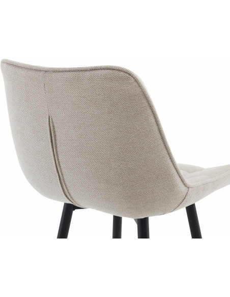 Tabouret de bar moderne en Tissu Blanc crème Métal Noir Motif matelassé Nolwin - 4