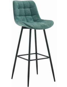 Tabouret de bar moderne en Tissu Vert Métal Noir Motif matelassé Nolwin - 1