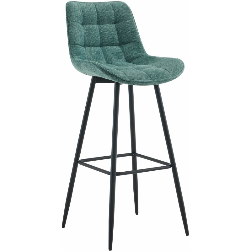 Tabouret de bar moderne en Tissu Vert Métal Noir Motif matelassé Nolwin - 1