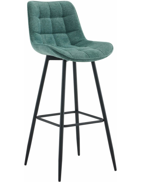 Tabouret de bar moderne en Tissu Vert Métal Noir Motif matelassé Nolwin - 1