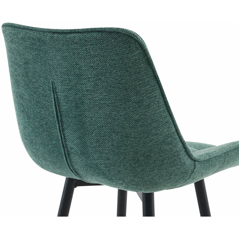 Tabouret de bar moderne en Tissu Vert Métal Noir Motif matelassé Nolwin - 4