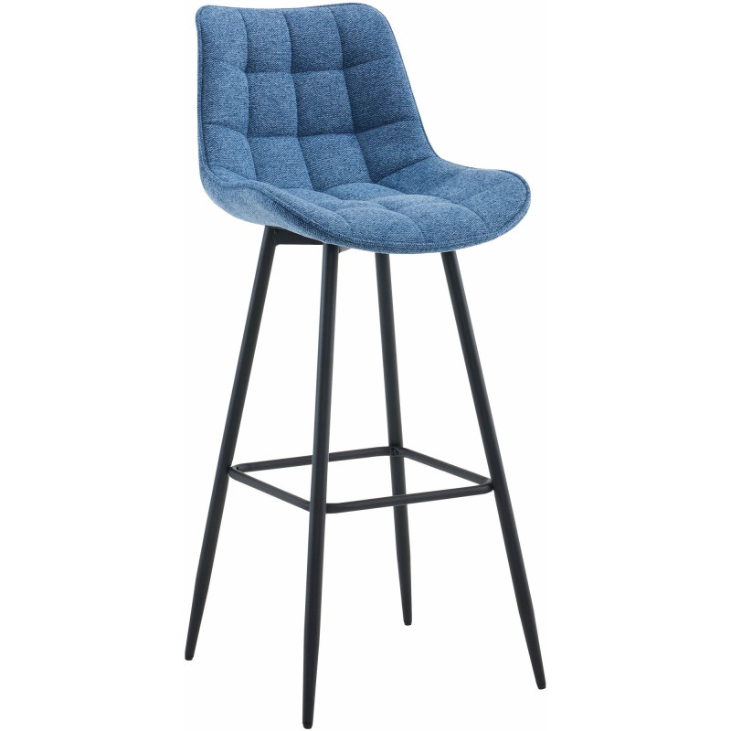 Tabouret de bar moderne en Tissu Bleu Métal Noir Motif matelassé Nolwin - 1