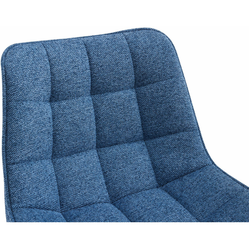 Tabouret de bar moderne en Tissu Bleu Métal Noir Motif matelassé Nolwin - 3