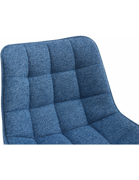 Tabouret de bar moderne en Tissu Bleu Métal Noir Motif matelassé Nolwin - 3