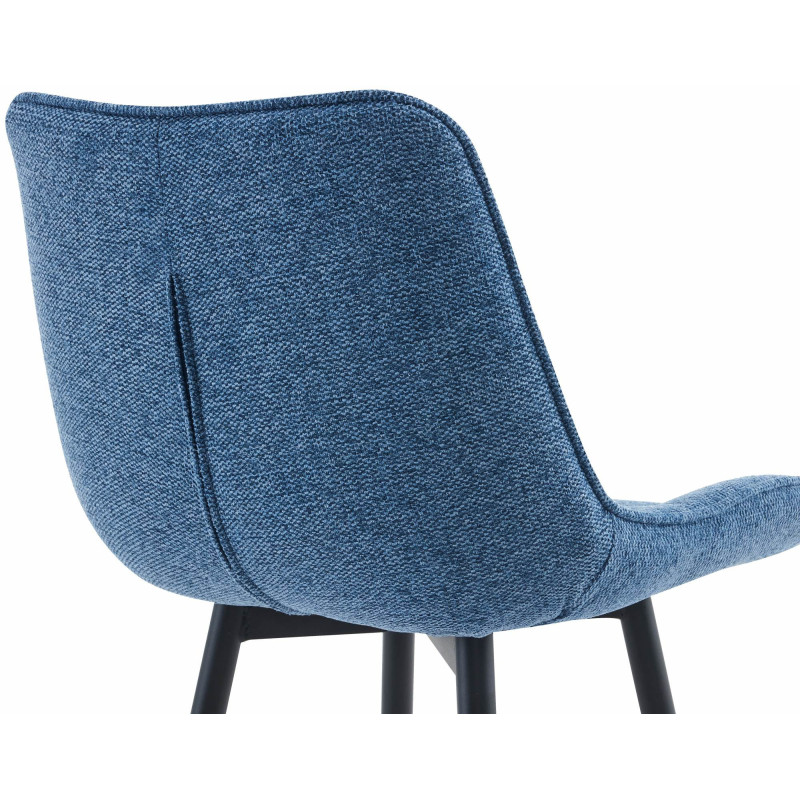 Tabouret de bar moderne en Tissu Bleu Métal Noir Motif matelassé Nolwin - 4