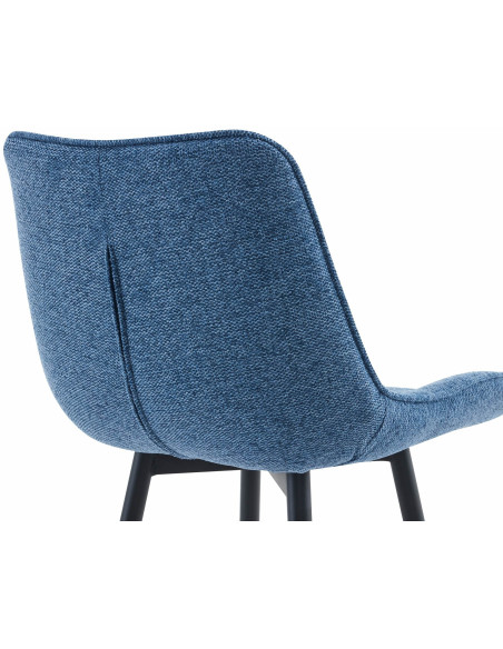 Tabouret de bar moderne en Tissu Bleu Métal Noir Motif matelassé Nolwin - 4