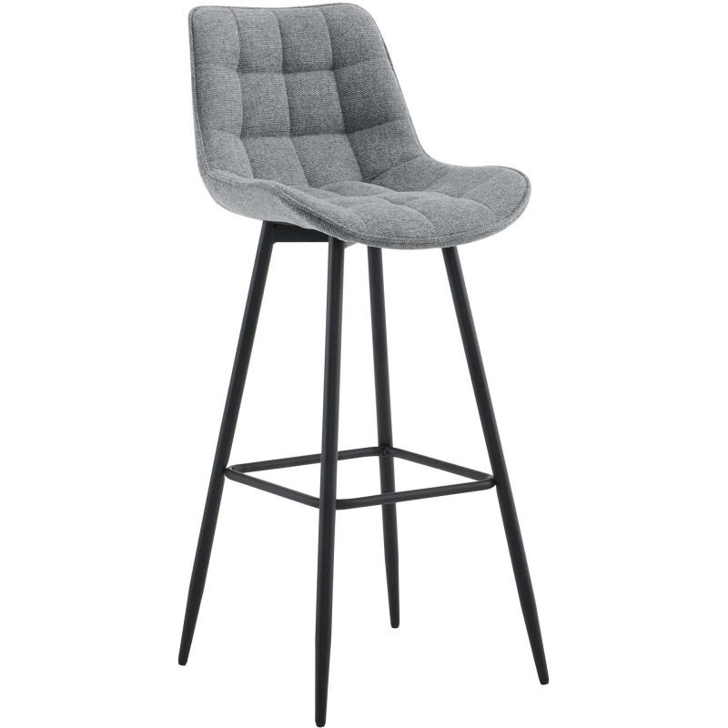Tabouret de bar moderne en Tissu Gris Métal Noir Motif matelassé Nolwin - 1