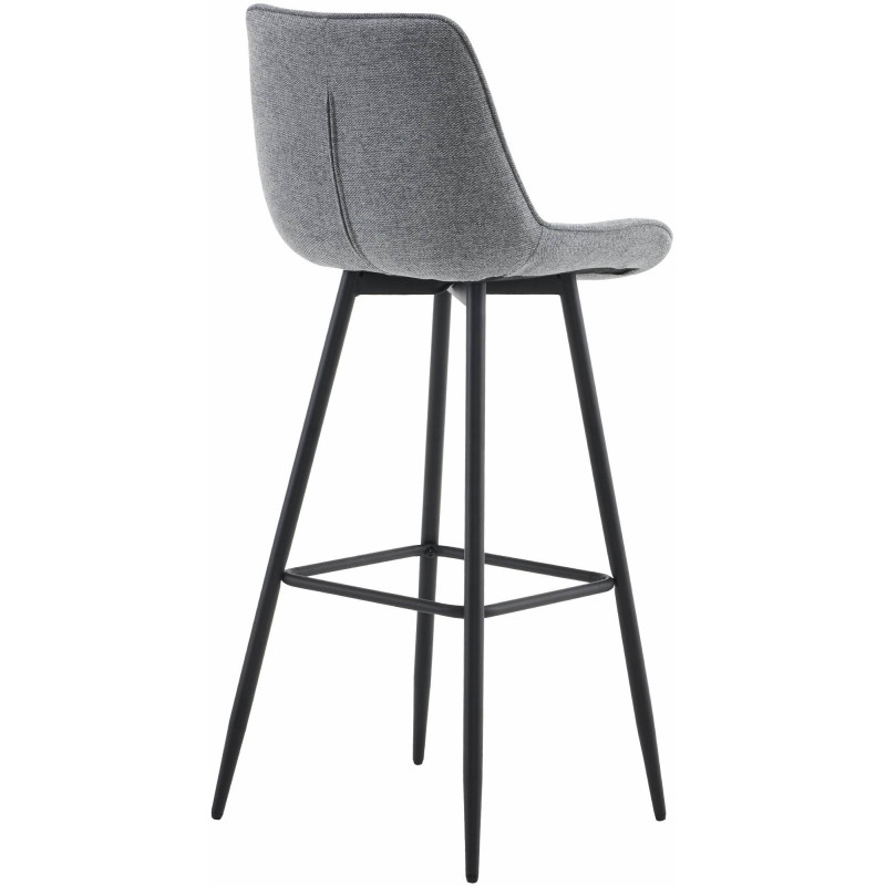 Tabouret de bar moderne en Tissu Gris Métal Noir Motif matelassé Nolwin - 2