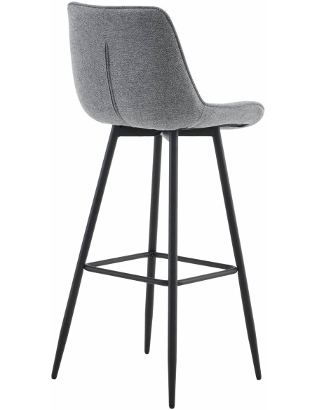 Tabouret de bar moderne en Tissu Gris Métal Noir Motif matelassé Nolwin - 2