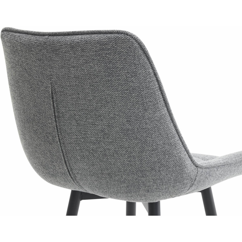 Tabouret de bar moderne en Tissu Gris Métal Noir Motif matelassé Nolwin - 4