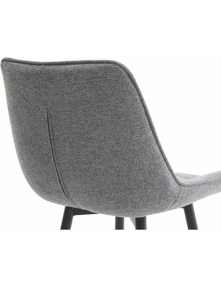 Tabouret de bar moderne en Tissu Gris Métal Noir Motif matelassé Nolwin - 4