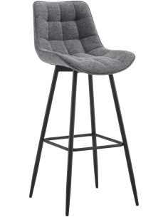 Tabouret de bar moderne en Tissu Gris foncé Métal Noir Motif matelassé Nolwin - 1