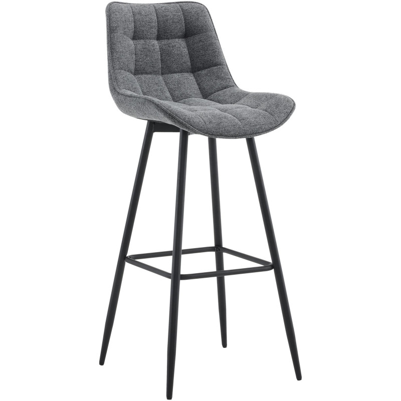 Tabouret de bar moderne en Tissu Gris foncé Métal Noir Motif matelassé Nolwin - 1