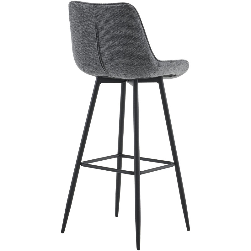 Tabouret de bar moderne en Tissu Gris foncé Métal Noir Motif matelassé Nolwin - 2