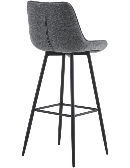 Tabouret de bar moderne en Tissu Gris foncé Métal Noir Motif matelassé Nolwin - 2
