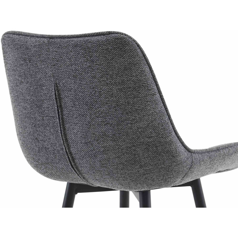 Tabouret de bar moderne en Tissu Gris foncé Métal Noir Motif matelassé Nolwin - 4