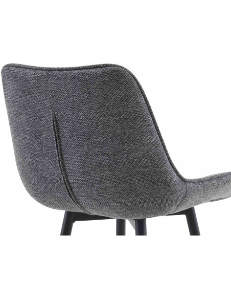 Tabouret de bar moderne en Tissu Gris foncé Métal Noir Motif matelassé Nolwin - 4