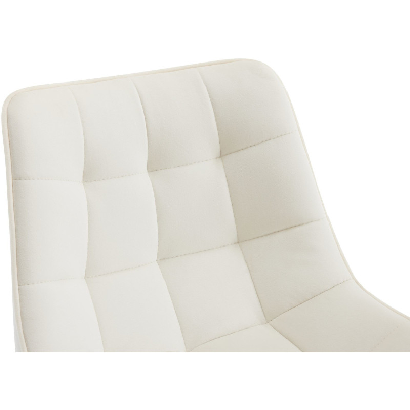 Tabouret de bar moderne en Velours Blanc crème Métal Noir Motif matelassé Nolwin - 3