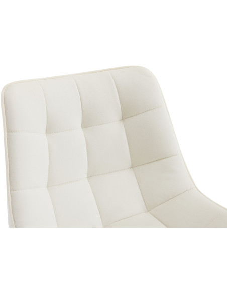 Tabouret de bar moderne en Velours Blanc crème Métal Noir Motif matelassé Nolwin - 3