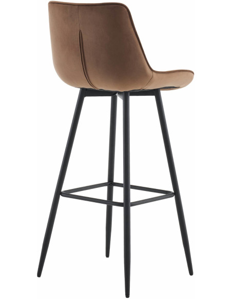 Tabouret de bar moderne en Velours Marron Métal Noir Motif matelassé Nolwin - 2