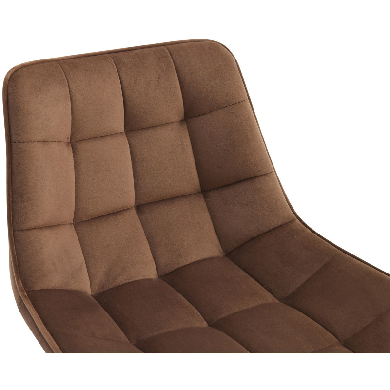 Tabouret de bar moderne en Velours Marron Métal Noir Motif matelassé Nolwin - 3