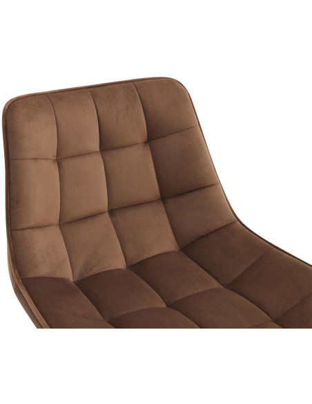 Tabouret de bar moderne en Velours Marron Métal Noir Motif matelassé Nolwin - 3