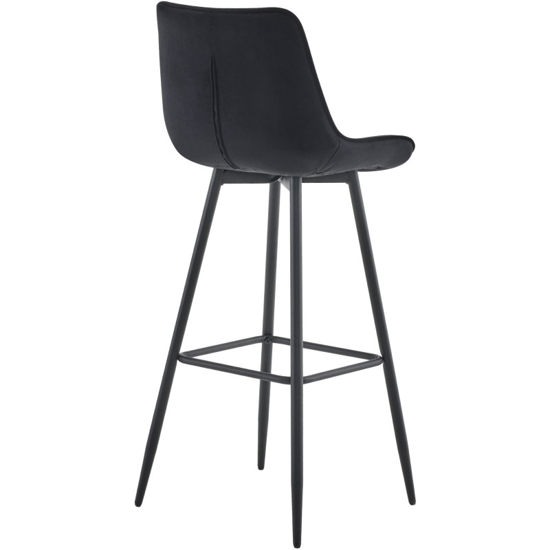 Tabouret de bar moderne en Velours Noir Métal Noir Motif matelassé Nolwin - 3